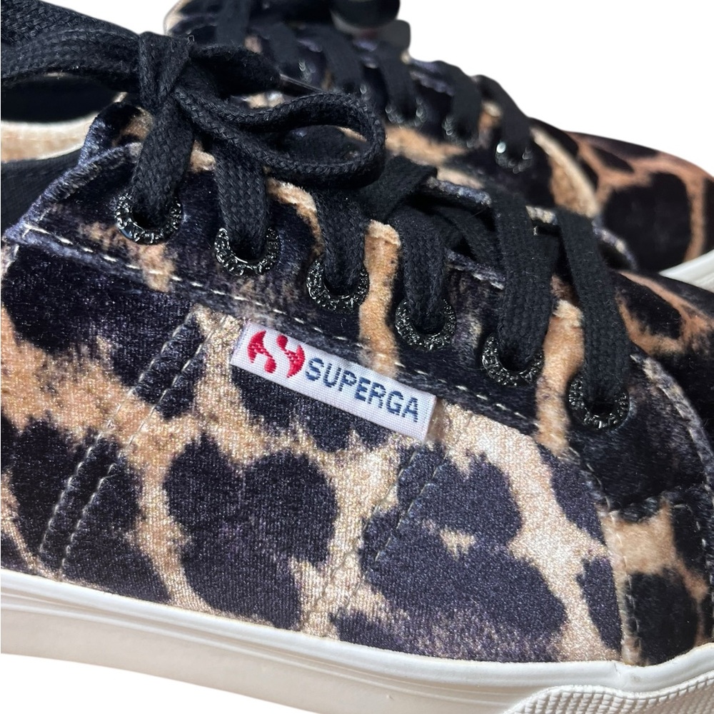 Superga Leopard Velvet Platform Sneakers Women’s 9.5 Animal Print Low Top - Picture 9 of 11